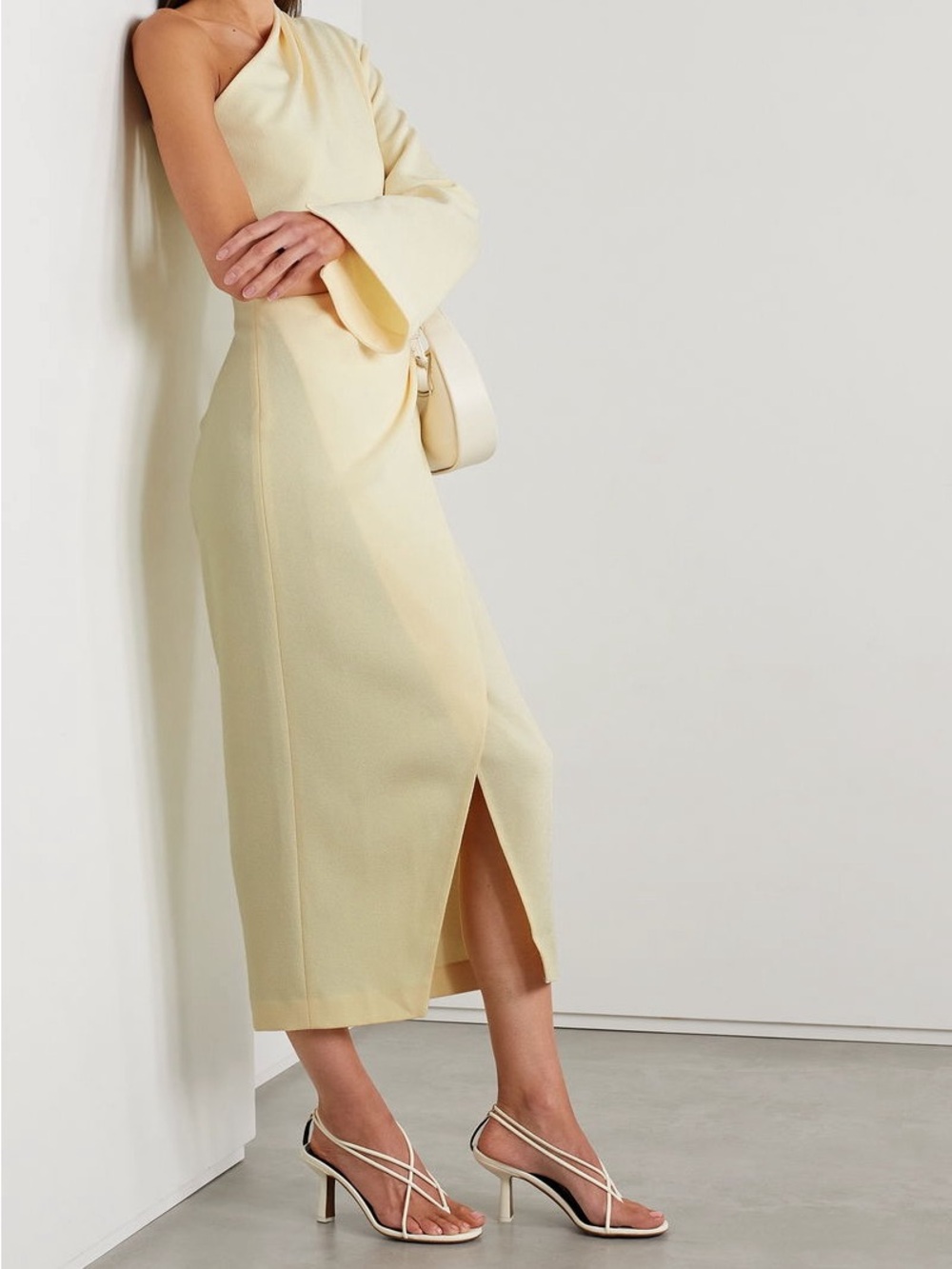 Nanushka Florence One-Shoulder Cloqué Midi Dress